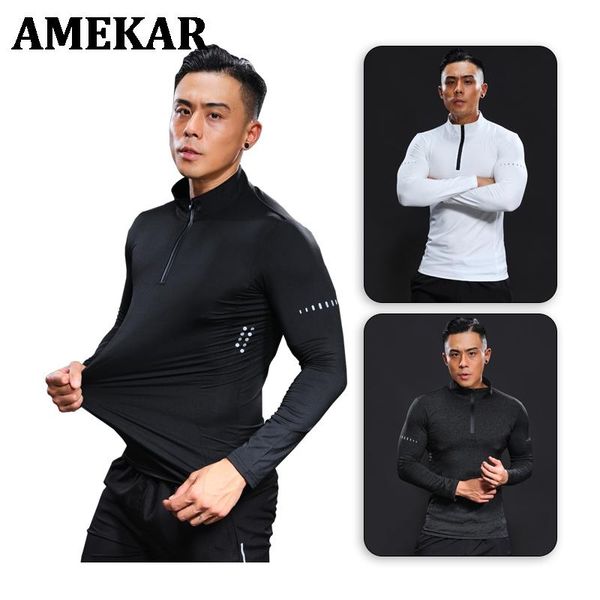 men's t-shirts bodybuilding long sleeve man compression fitness running t shirts quick dry basketball soccer sport brand gym shirt, White;black 
men's t-shirts bodybuilding long sleeve man compression fitness running t shirts quick dry basketball soccer sport brand gym shirt, White;black