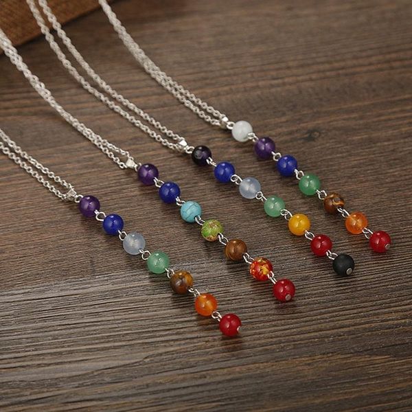 chains natural stone necklace with copper wire ball pendant 7 chakras colorful energy men's and women's necklaces jewelry gift, Silver
chains natural stone necklace with copper wire ball pendant 7 chakras colorful energy men's and women's necklaces jewelry gift, Silver