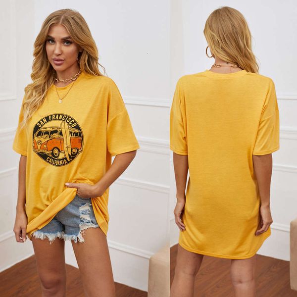 women's t-shirt 2021 spring and summer round neck short sleeve printed blouse reir, White
women's t-shirt 2021 spring and summer round neck short sleeve printed blouse reir, White
