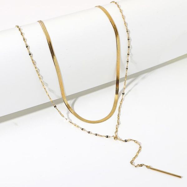 pendant necklaces stainless steel double layers gold color stick for women simple style trendy chains daily jeweley bijoux femme, Silver
pendant necklaces stainless steel double layers gold color stick for women simple style trendy chains daily jeweley bijoux femme, Silver