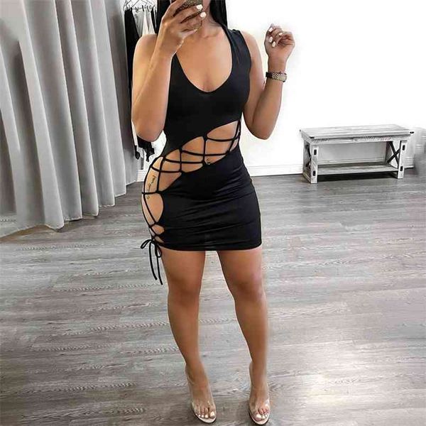 black hollow out lace-up casual dresses sleeveless low-cut bodycon bandage mini vestidos for ladies trendy summer wear 210517, Black;gray
black hollow out lace-up casual dresses sleeveless low-cut bodycon bandage mini vestidos for ladies trendy summer wear 210517, Black;gray