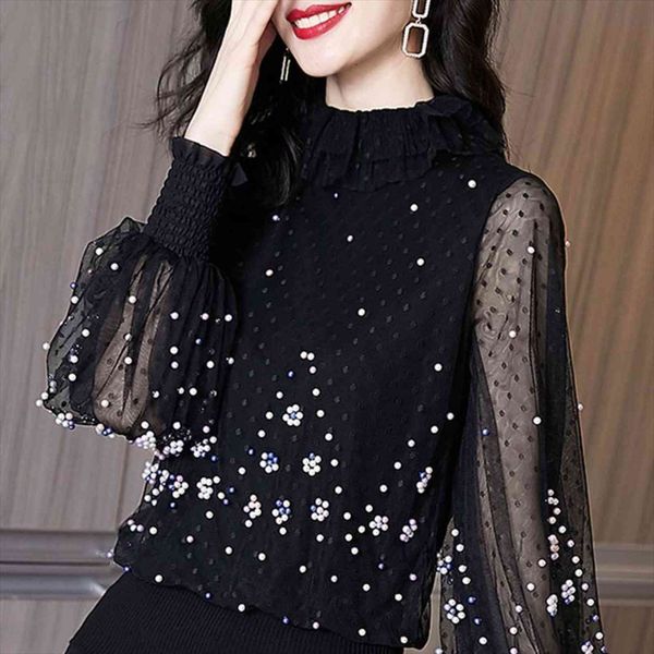 long sleeve black dot women shirts blusas mujer de moda beading stand collar blouses blusa e180, White
long sleeve black dot women shirts blusas mujer de moda beading stand collar blouses blusa e180, White
