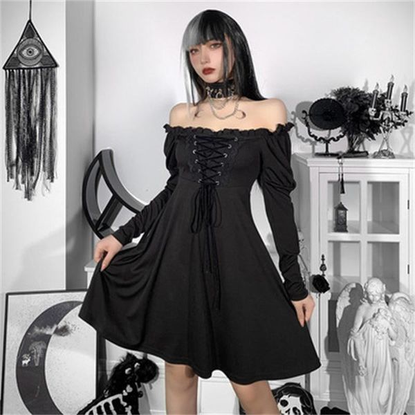 casual dresses y2k for women 2021 plus size lace up black high waist femme dress off shoulder long sleeve gothic outfit ropa mujer, Black;gray
casual dresses y2k for women 2021 plus size lace up black high waist femme dress off shoulder long sleeve gothic outfit ropa mujer, Black;gray