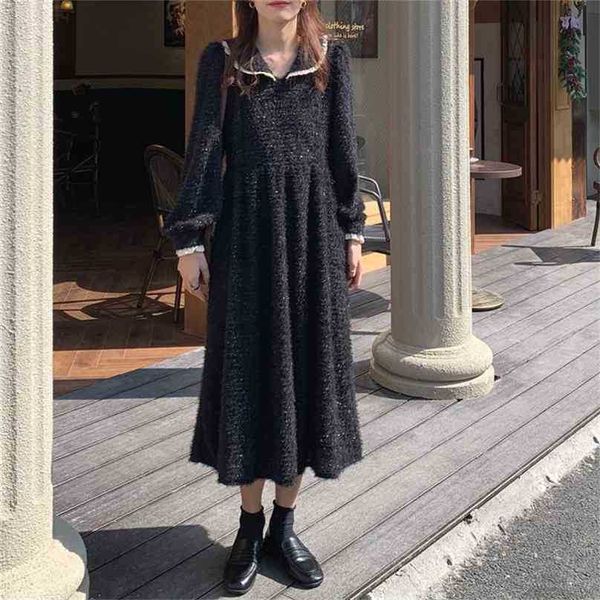 vintage peter pan collar luster chic women retro high waist sweet girls office lady long dresses vestidos 210525, Black;gray
vintage peter pan collar luster chic women retro high waist sweet girls office lady long dresses vestidos 210525, Black;gray