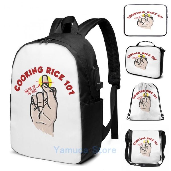 backpack funny graphic print cooking rice 101 shirt usb charge men school bags women bag travel laptop
backpack funny graphic print cooking rice 101 shirt usb charge men school bags women bag travel laptop