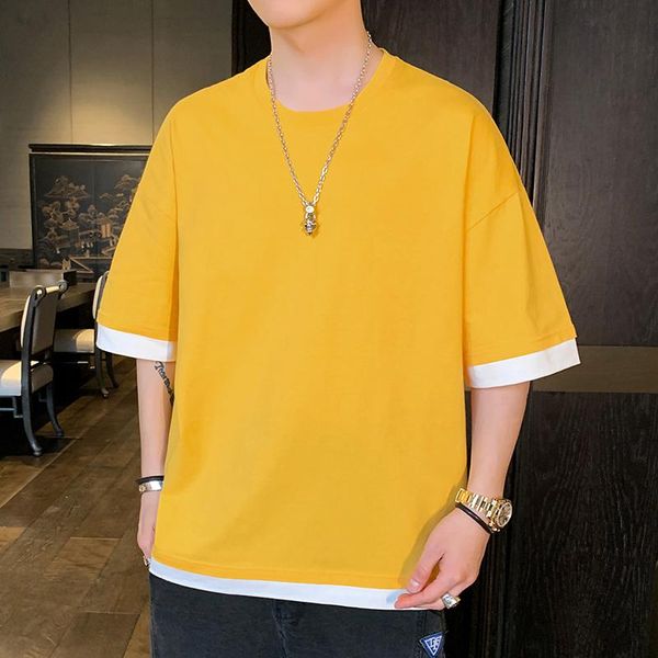 spring and summer solid color oversized t shirt men's fitness casual t-shirt male street wear hip-hop men stitching t-shirts, White;black
spring and summer solid color oversized t shirt men's fitness casual t-shirt male street wear hip-hop men stitching t-shirts, White;black