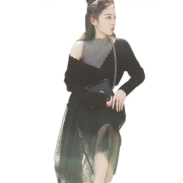 women's tracksuits 2 piece set autumn black knitted vneck full sleeve women dress grey patchwork yarn vest skirt party office ladie, Gray
women's tracksuits 2 piece set autumn black knitted vneck full sleeve women dress grey patchwork yarn vest skirt party office ladie, Gray