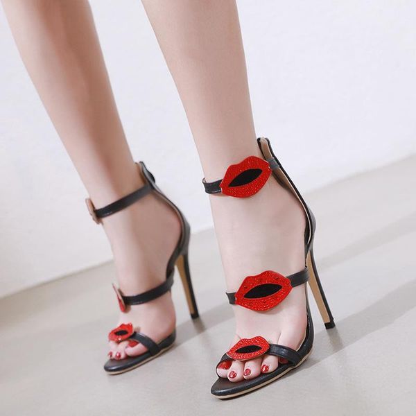 dress shoes 2021 women's female back summer ankle strap party high heels hollow red lips wedding, Black
dress shoes 2021 women's female back summer ankle strap party high heels hollow red lips wedding, Black