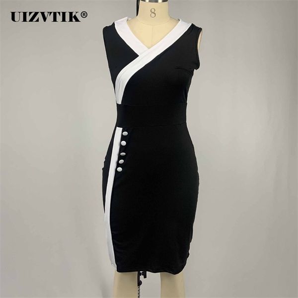 summer dress women patchwork black white v neck party vestido de mujer casual slim bodycon plus size women clothing 210331, Black;gray
summer dress women patchwork black white v neck party vestido de mujer casual slim bodycon plus size women clothing 210331, Black;gray