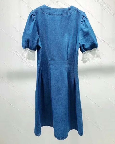 dress denim summer style ladies v-neck white lace patchwork beading buttons deco short sleeve jeans dress, Black;gray
dress denim summer style ladies v-neck white lace patchwork beading buttons deco short sleeve jeans dress, Black;gray