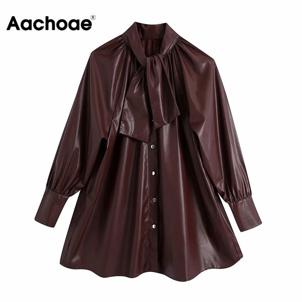 aachoae women fashion pu faux leather blouses chic bow tie collar solid shirt female long sleeve vintage blusas 210413, White
aachoae women fashion pu faux leather blouses chic bow tie collar solid shirt female long sleeve vintage blusas 210413, White