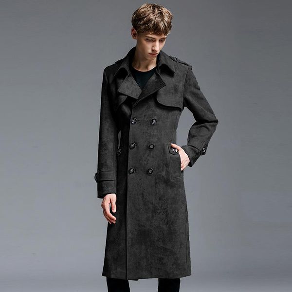 men's trench coats deerskin velvet windbreaker long large outwear 2022 spring autumn over knee european clasic design coat young men, Tan;black
men's trench coats deerskin velvet windbreaker long large outwear 2022 spring autumn over knee european clasic design coat young men, Tan;black