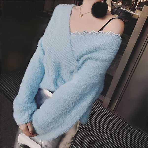autumn winter warm fluffy mink cashmere sweater women korean lazy oaf lantern sleeves lace hem patchwork off shoulder sweaters1, White;black
autumn winter warm fluffy mink cashmere sweater women korean lazy oaf lantern sleeves lace hem patchwork off shoulder sweaters1, White;black