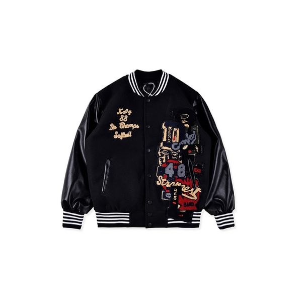 2021 travis scott chaos lettered stadium embroidery jacket coats women pu leather sleeve men padded, Black;brown
2021 travis scott chaos lettered stadium embroidery jacket coats women pu leather sleeve men padded, Black;brown