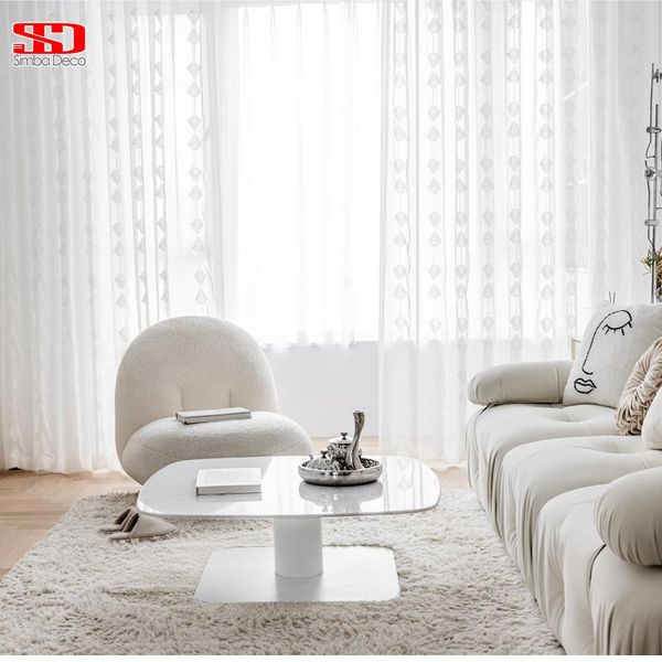 curtain & drapes modern and simple embroidery white tulle for living room elegant embroidered voile sheer bedroom window decoration voil