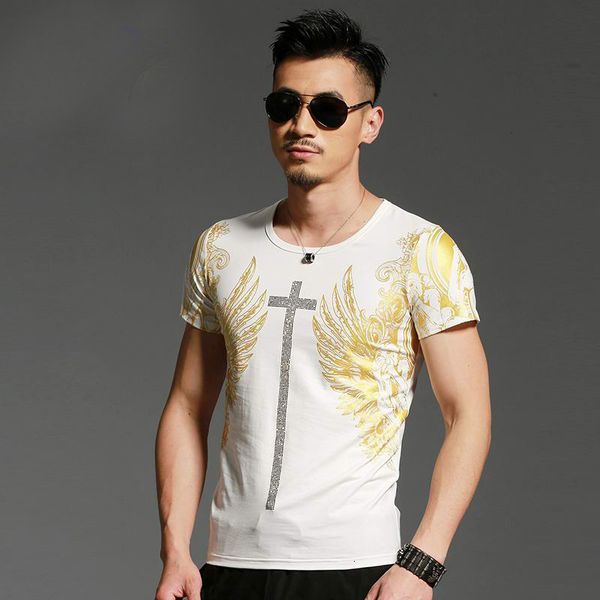 men's t-shirts mens casual t shirts o-neck white gold bronzing angel wings cross print short sleeve slim men tees 5dcd, White;black
men's t-shirts mens casual t shirts o-neck white gold bronzing angel wings cross print short sleeve slim men tees 5dcd, White;black