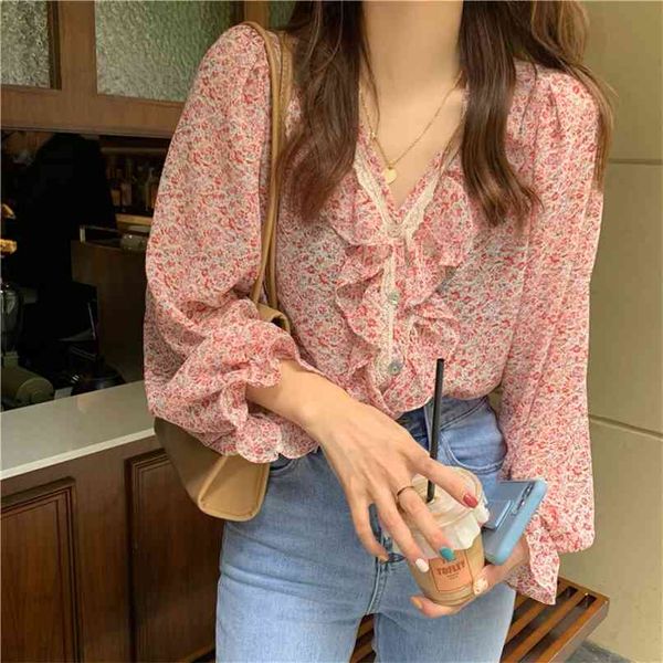 lace v-neck shirt women's summer korean design sense niche ruffled loose wild floral blouse ins 210529, White
lace v-neck shirt women's summer korean design sense niche ruffled loose wild floral blouse ins 210529, White
