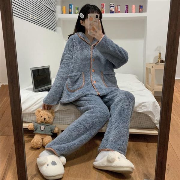winter women flannel pajamas sets plus size sleepwear 2-piece set casual homewear long sleeves soft pyjamas suit women's two piece pant, White
winter women flannel pajamas sets plus size sleepwear 2-piece set casual homewear long sleeves soft pyjamas suit women's two piece pant, White