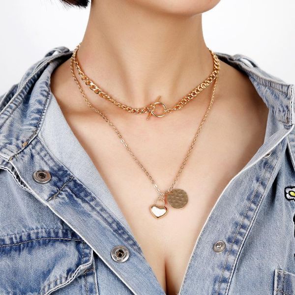 chains selling jewelry fashion geometric heart-shaped metal pendant necklace women's trend versatile multi-layer, Silver
chains selling jewelry fashion geometric heart-shaped metal pendant necklace women's trend versatile multi-layer, Silver