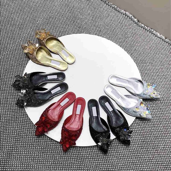 designer flat heel slippers luxury rhinestone pointed toe girls crystal shoes fashion wedding slides flip flops with box, Black
designer flat heel slippers luxury rhinestone pointed toe girls crystal shoes fashion wedding slides flip flops with box, Black