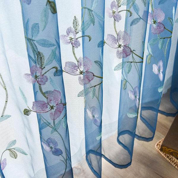 curtain & drapes american curtains for living diningroom bedroom idyllic blue fresh flower embroiderytulle finished product customization
curtain & drapes american curtains for living diningroom bedroom idyllic blue fresh flower embroiderytulle finished product customization