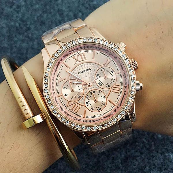 selling items 2021 contena luxury rose gold women watches full steel diamond fashion women's quartz stocks wristwatches, Slivery;brown
selling items 2021 contena luxury rose gold women watches full steel diamond fashion women's quartz stocks wristwatches, Slivery;brown