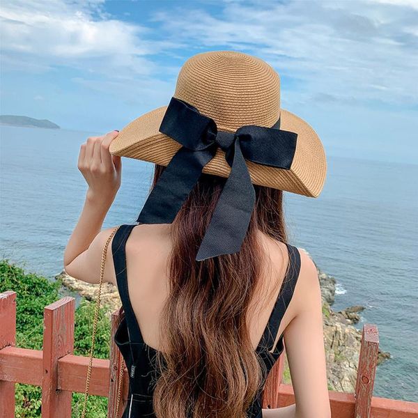 wide brim hats 2021 summer women's big bow sun hat hepburn style vintage design side straw solid color anti-uv holiday beach, Blue;gray
wide brim hats 2021 summer women's big bow sun hat hepburn style vintage design side straw solid color anti-uv holiday beach, Blue;gray