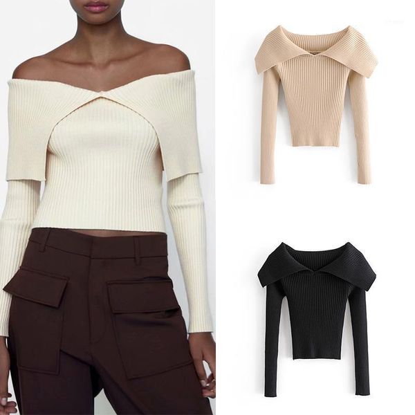 fall sweater women's one-line shoulder long sleeve off-the-shoulder pullover tight clothes sweaters, White;black
fall sweater women's one-line shoulder long sleeve off-the-shoulder pullover tight clothes sweaters, White;black