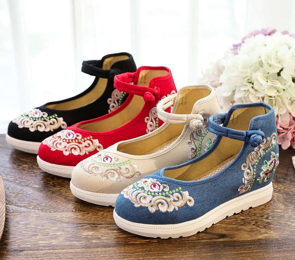 your family's large white bottom, raised high-heeled canvas embroidered women's sho, one-line buckle, shallow mouth single, Black
your family's large white bottom, raised high-heeled canvas embroidered women's sho, one-line buckle, shallow mouth single, Black