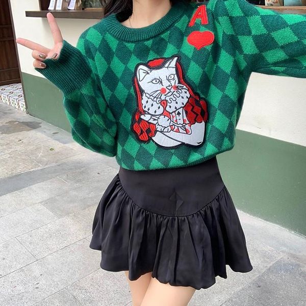 women's sweaters for women 2021 autumn winter thick plaid animail printed knitted pullovers female clothing y5379#, White;black
women's sweaters for women 2021 autumn winter thick plaid animail printed knitted pullovers female clothing y5379#, White;black