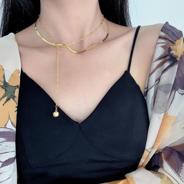 chains 925 sterling silver double layers choker necklaces clavicle chain flat snake necklace with metal ball for women fine jewelry
chains 925 sterling silver double layers choker necklaces clavicle chain flat snake necklace with metal ball for women fine jewelry