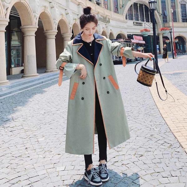 women's trench coats 2021 spring coat hit color lapel elegant long length wild autumn fashion clothing, Tan;black
women's trench coats 2021 spring coat hit color lapel elegant long length wild autumn fashion clothing, Tan;black