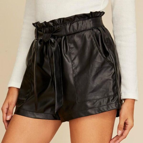 women's shorts 2021 est women wet look ladies faux leather party clubwear high waist pocket bandage loose with belt, White;black
women's shorts 2021 est women wet look ladies faux leather party clubwear high waist pocket bandage loose with belt, White;black