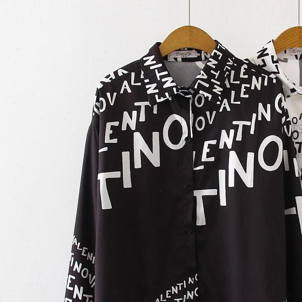 autumn long sleeve white and womens blouses black letters print loose casual office shirt
autumn long sleeve white and womens blouses black letters print loose casual office shirt