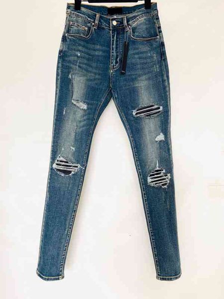 men's jeans alta qualidade quatro estações fazer velho joelho jeans couro lavagem homens emagrecimento pés riscar calças casuais maré c, Blue
men's jeans alta qualidade quatro estações fazer velho joelho jeans couro lavagem homens emagrecimento pés riscar calças casuais maré c, Blue