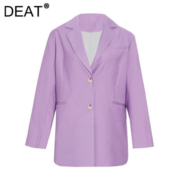 women's suits & blazers deat woman blazer purple solid notched collar long sleeve loose waist wild casual style jacket 2021 summer fash, White;black
women's suits & blazers deat woman blazer purple solid notched collar long sleeve loose waist wild casual style jacket 2021 summer fash, White;black