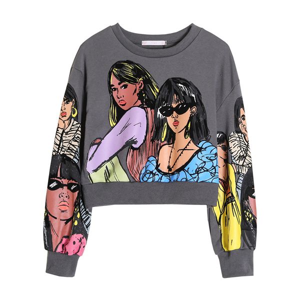 women charater print sweatshirts oversize long sleeve o neck loose pullovers female 210430, Black
women charater print sweatshirts oversize long sleeve o neck loose pullovers female 210430, Black