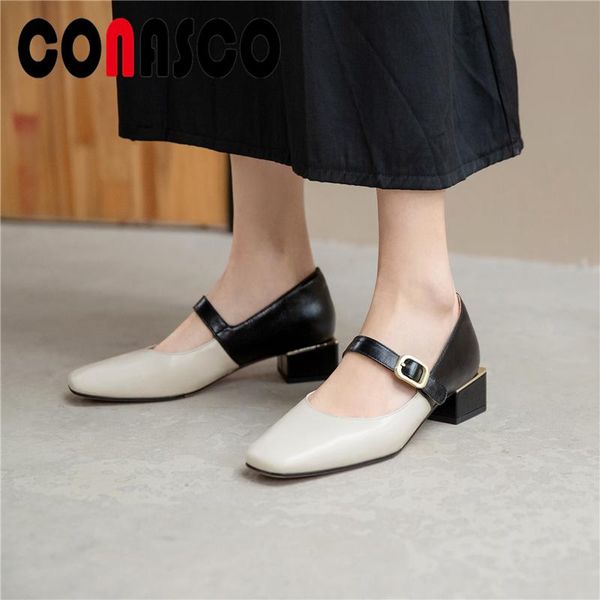 dress shoes conasco retro concise women pumps mixed colors classic mary janes thick heels woman genuine leather metal buckle, Black
dress shoes conasco retro concise women pumps mixed colors classic mary janes thick heels woman genuine leather metal buckle, Black