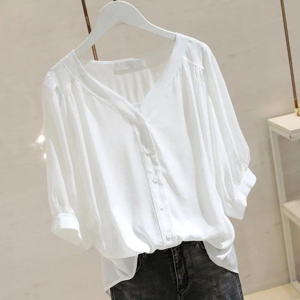 women's blouses & shirts 3xl v-neck short-sleeve shirt women 2021 summer korean loose button up blouse lady plus size white blusas
women's blouses & shirts 3xl v-neck short-sleeve shirt women 2021 summer korean loose button up blouse lady plus size white blusas