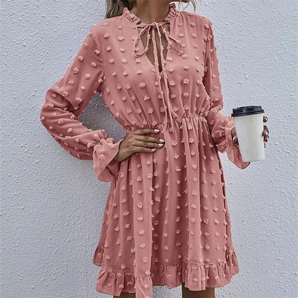 casual dresses thorn tree fall women dress ladies chiffon shirt ruffles neck long sleeve high waist mini summer vestidos 2021, Black;gray 
casual dresses thorn tree fall women dress ladies chiffon shirt ruffles neck long sleeve high waist mini summer vestidos 2021, Black;gray