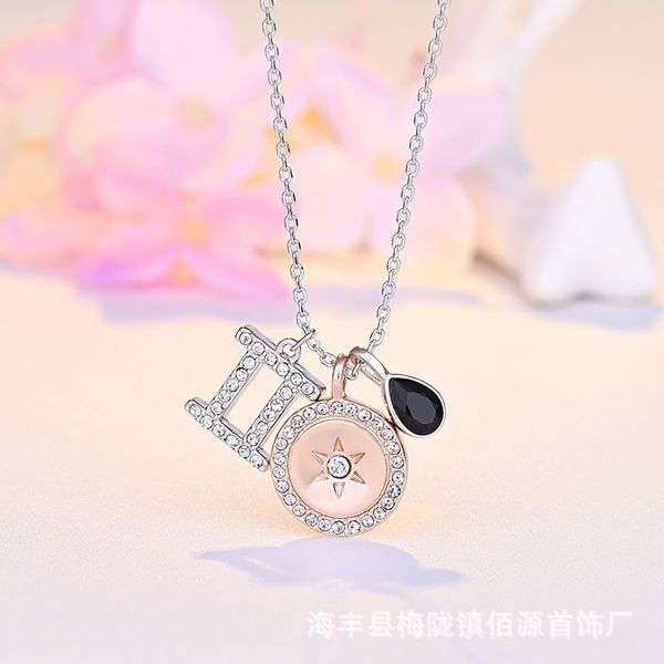 shi family elements hualuo twelve constellations women's crystal pendant fashion collar necklace gift for girlfriend, Black
shi family elements hualuo twelve constellations women's crystal pendant fashion collar necklace gift for girlfriend, Black