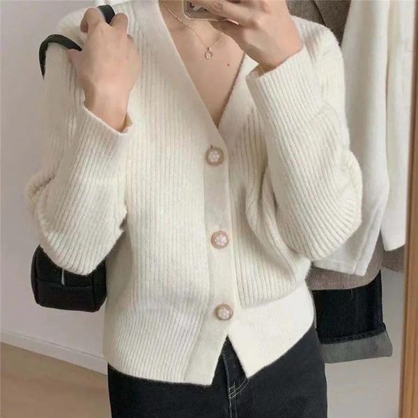 women's knits & tees women knitted petal button cardigans sweater fashion autumn long sleeve loose coat casual thick v neck solid femal, White
women's knits & tees women knitted petal button cardigans sweater fashion autumn long sleeve loose coat casual thick v neck solid femal, White