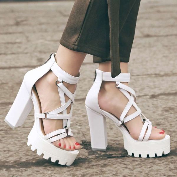versatile roman white thin cross super high heel thick bottom waterproof platform sandals women's summer, Black
versatile roman white thin cross super high heel thick bottom waterproof platform sandals women's summer, Black