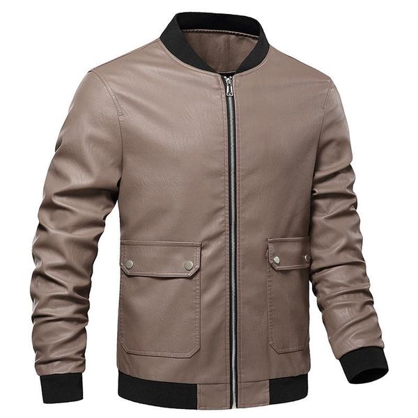men's leather & faux casual wear fall winter 2021 versatile coat long sleeve with korean stand collar, Black
men's leather & faux casual wear fall winter 2021 versatile coat long sleeve with korean stand collar, Black