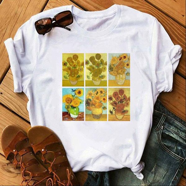 van gogh womens t shirt flower oil painting summer women cute tee shirts fashion female graphic clothes femme, White
van gogh womens t shirt flower oil painting summer women cute tee shirts fashion female graphic clothes femme, White