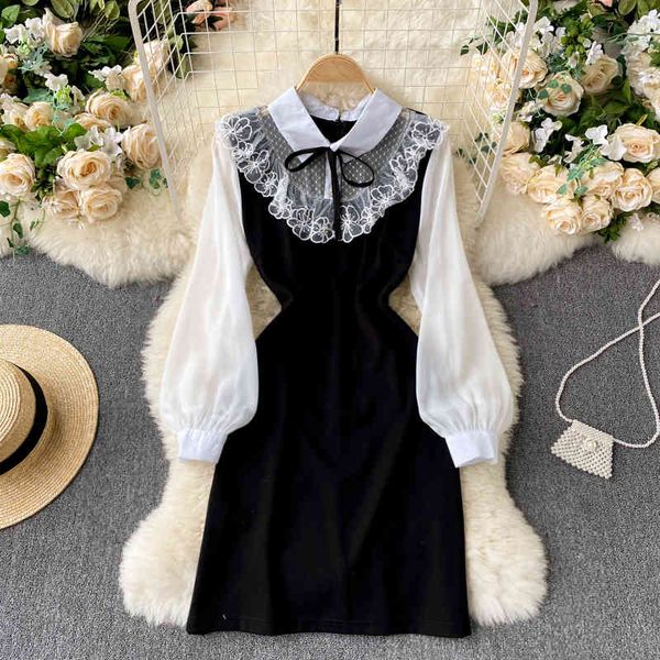 two piece dress women elegant mesh lace spliced chiffon patchwork long sleeve bow-tied turn down collar vintage female es mujer c3, White
two piece dress women elegant mesh lace spliced chiffon patchwork long sleeve bow-tied turn down collar vintage female es mujer c3, White