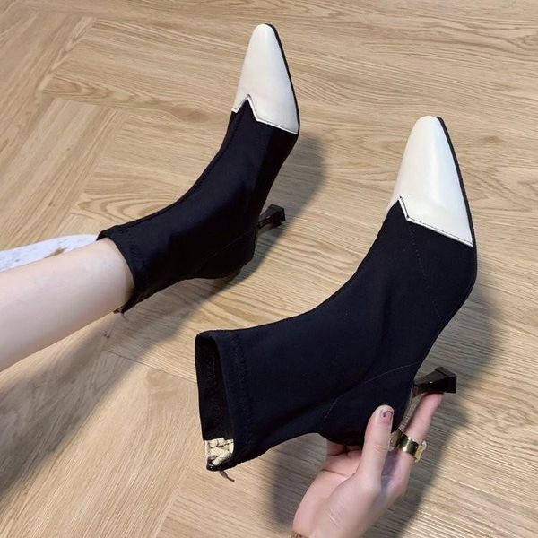 boots 2021 winter women's ankle women color matching high heels wedding party dress shoes female pointed toe zipper short, Black
boots 2021 winter women's ankle women color matching high heels wedding party dress shoes female pointed toe zipper short, Black