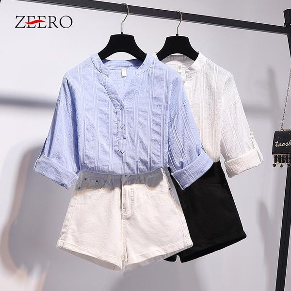 two piece dress 2021 summer casual 2 set women half sleeve white shirt + denim shorts pants sets and
two piece dress 2021 summer casual 2 set women half sleeve white shirt + denim shorts pants sets and