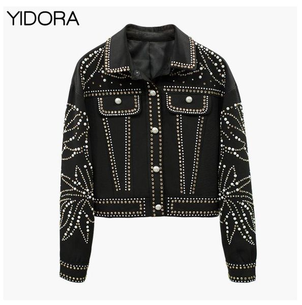 women's jackets elfstyle women black jacket features faux pearl & rhinestone embellished applique - ladies lapel long sleeves top, Black;brown
women's jackets elfstyle women black jacket features faux pearl & rhinestone embellished applique - ladies lapel long sleeves top, Black;brown
