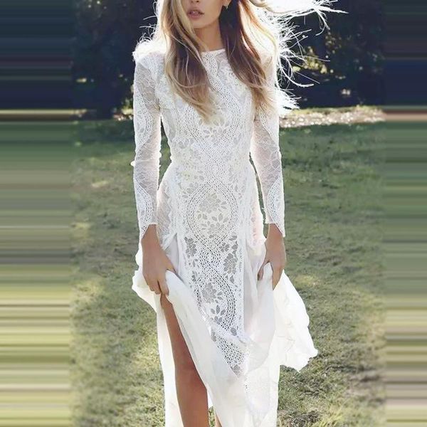 spring clothes o neck long sleeve elegant solid lace dress empire hollow out big swing ankle length dresses casual, Black;gray
spring clothes o neck long sleeve elegant solid lace dress empire hollow out big swing ankle length dresses casual, Black;gray